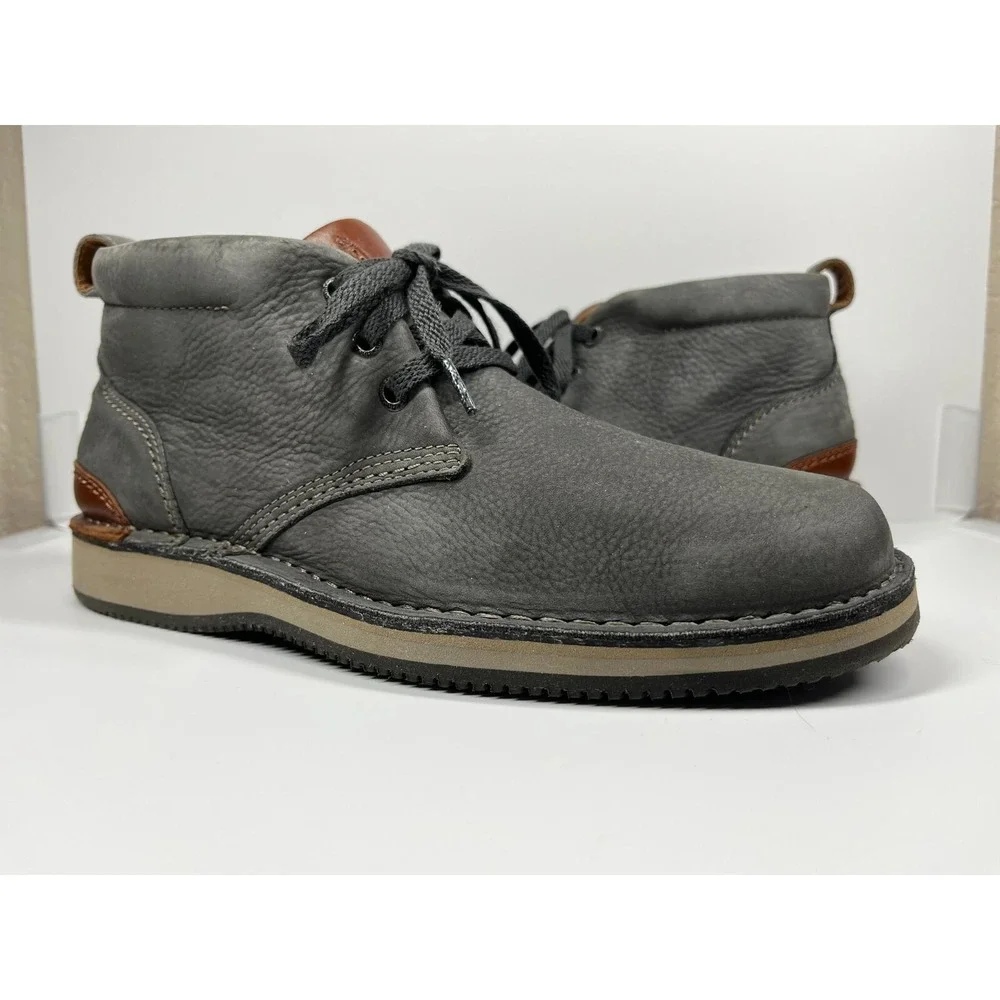 Rockport Prestige Point Chukka Boots Men's 9 Charcoal Vibram Sole Casual Preppy‎